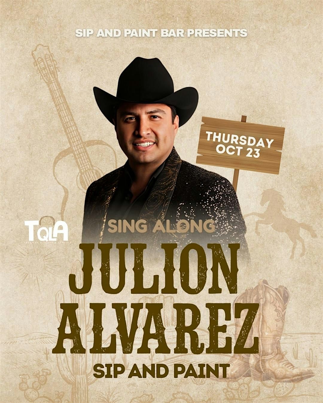 Julion Alvarez Themed Sip and Paint, 23 October | Event in Westmont | AllEvents