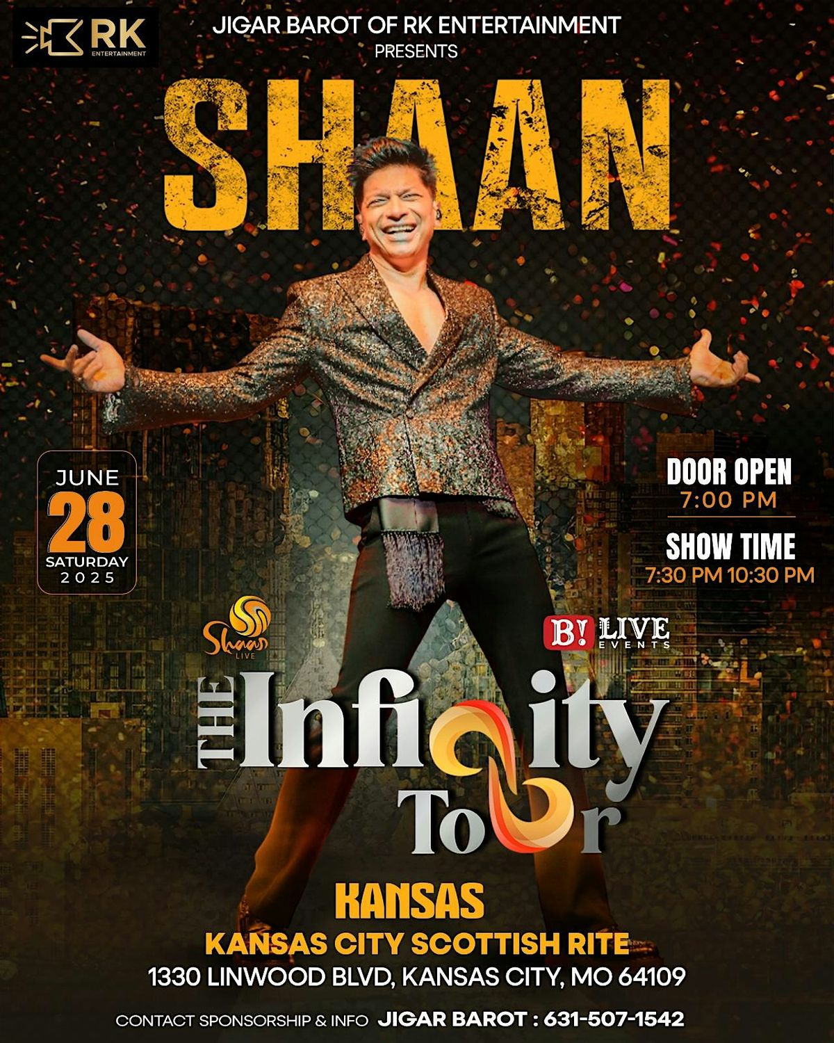Bollywood Concert of Shaan – Live in Kansas City (Infinity Tour 2025), 28 June | Event in Kansas City | AllEvents