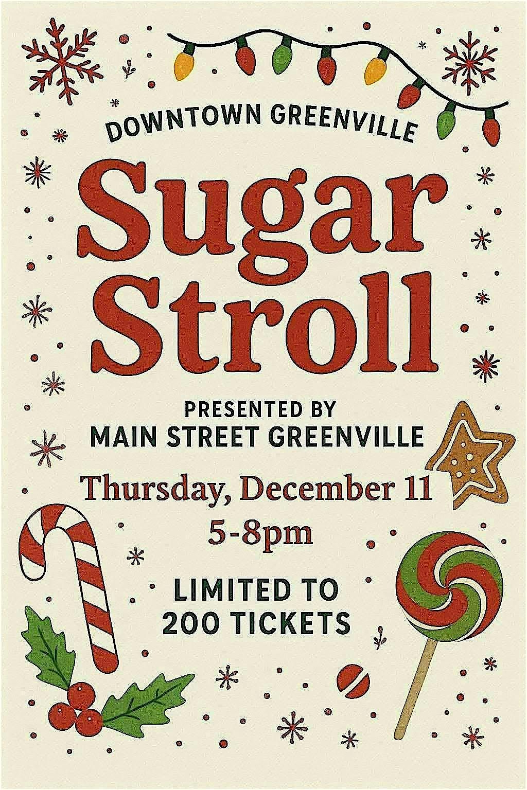 SUGAR STROLL, 11 December | Event in Greenville | AllEvents