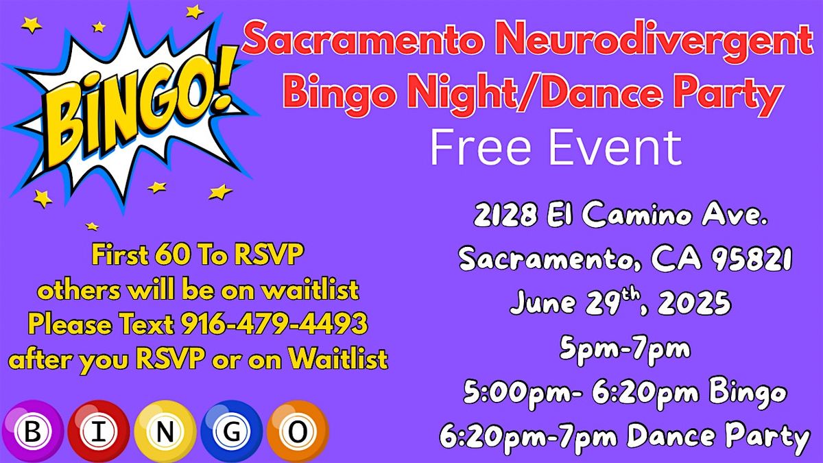 Sacramento Neurodivergent Bingo Night!!!, 29 June | Event in Sacramento | AllEvents