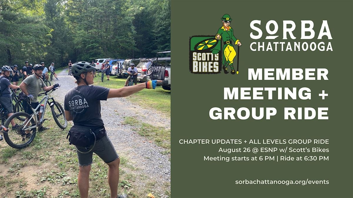 SORBA Chattanooga Member Meeting + Group Ride with Scott's Bikes, 26 August | Event in Chattanooga | AllEvents
