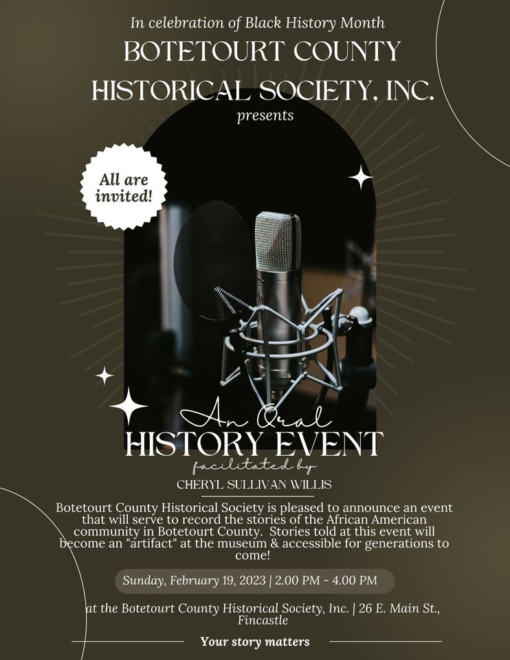 African American Oral History Event!, Botetourt County Historical