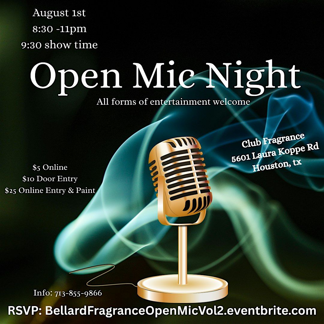 Bellard Ent Open Mic Night, 1 August | Event in Houston | AllEvents