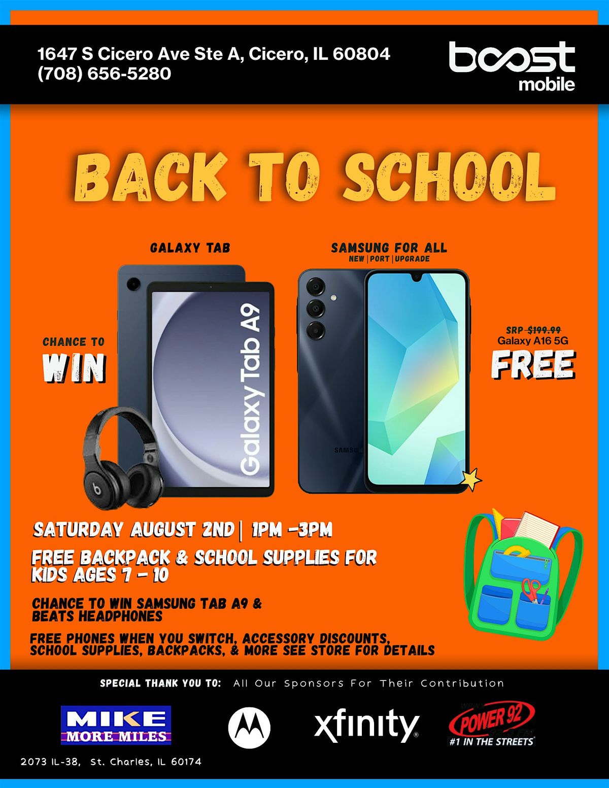 BACK TO SCHOOL WITH BOOST MOBILE, 2 August | Event in Cicero | AllEvents