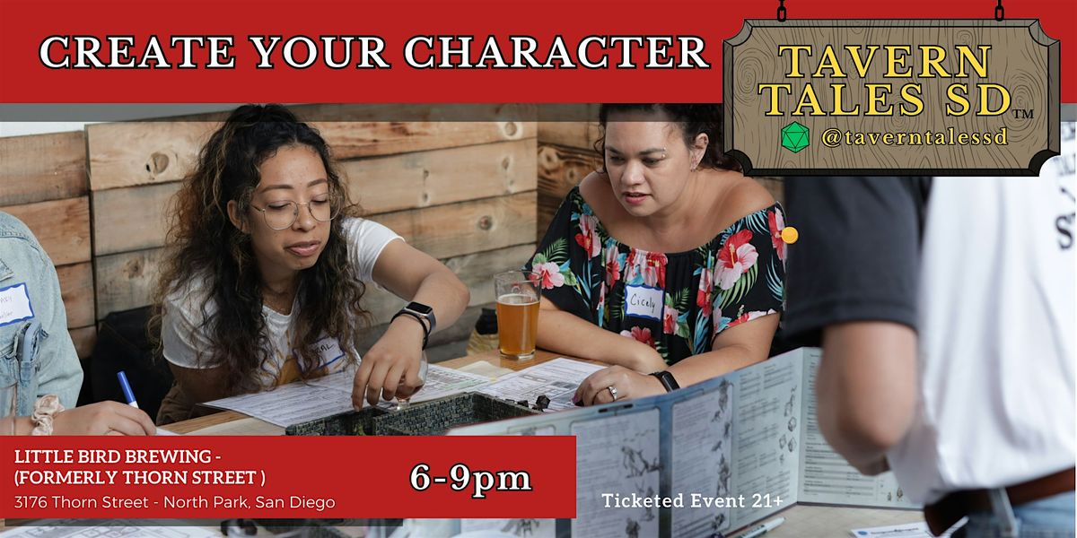 TTSD: Dual Event Week - Monday, July 21, 2025: Create Your Character, 21 July | Event in San Diego | AllEvents