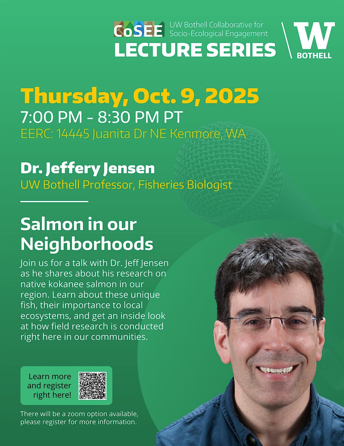 CoSEE Lecture Series: Salmon in Our Neighborhood with Dr. Jeff Jensen, 9 October | Event in Kenmore | AllEvents