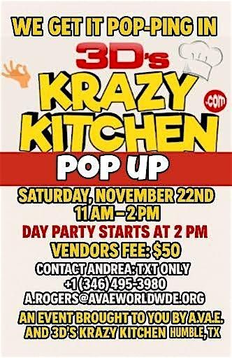 We Get It Poppin' In 3D's Kitchen Pop Up, 22 November | Event in Humble | AllEvents
