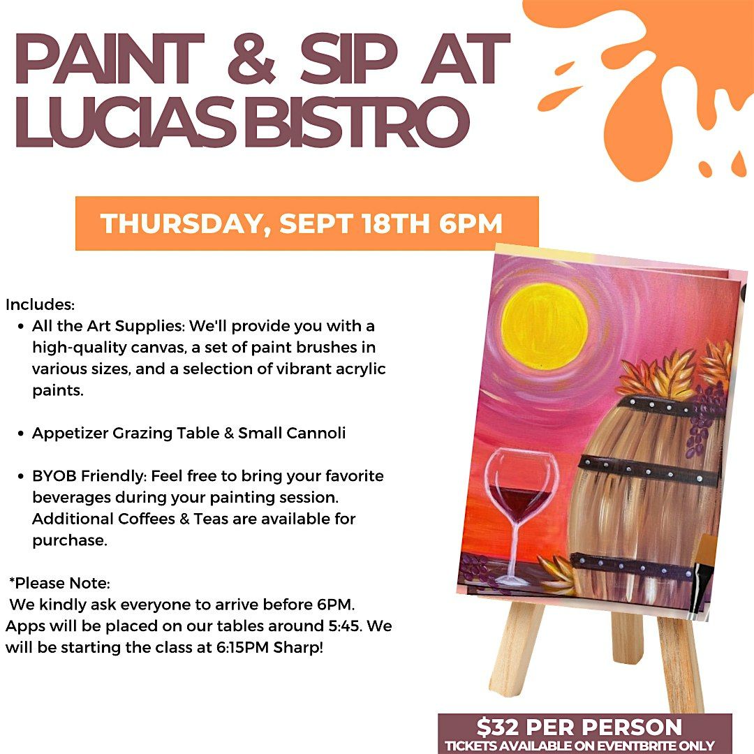 Paint & Sip at Lucia’s Bistro, 18 September | Event in Pitman | AllEvents