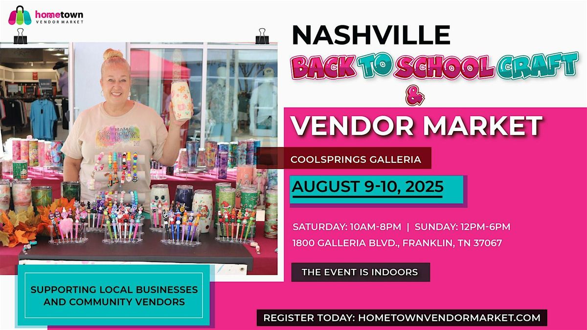 Nashville Back to School Craft and Vendor Market, 9 August | Event in Franklin | AllEvents