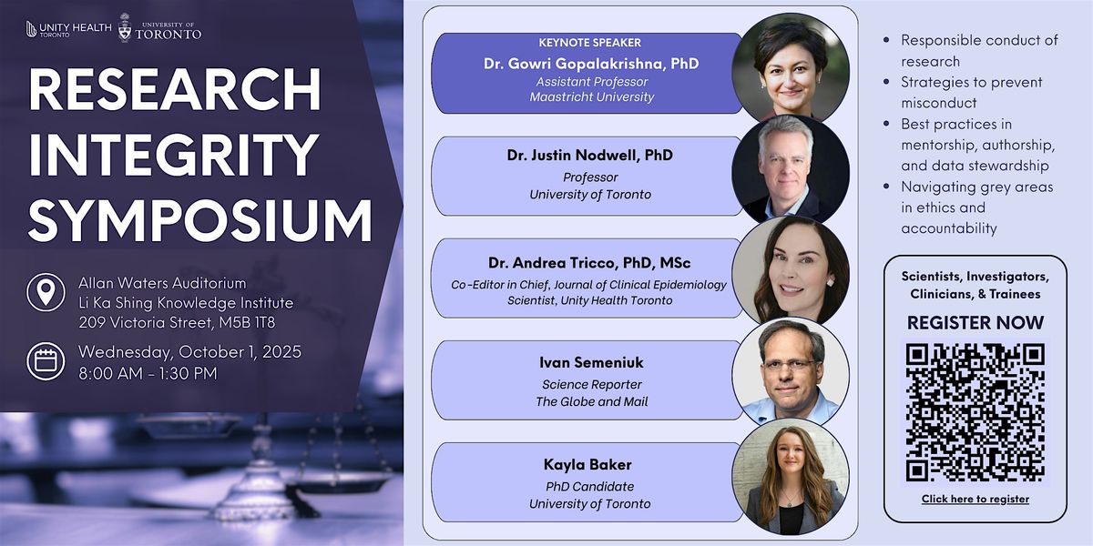 Unity Health Toronto Research Integrity Symposium, 1 October | Event in Toronto | AllEvents