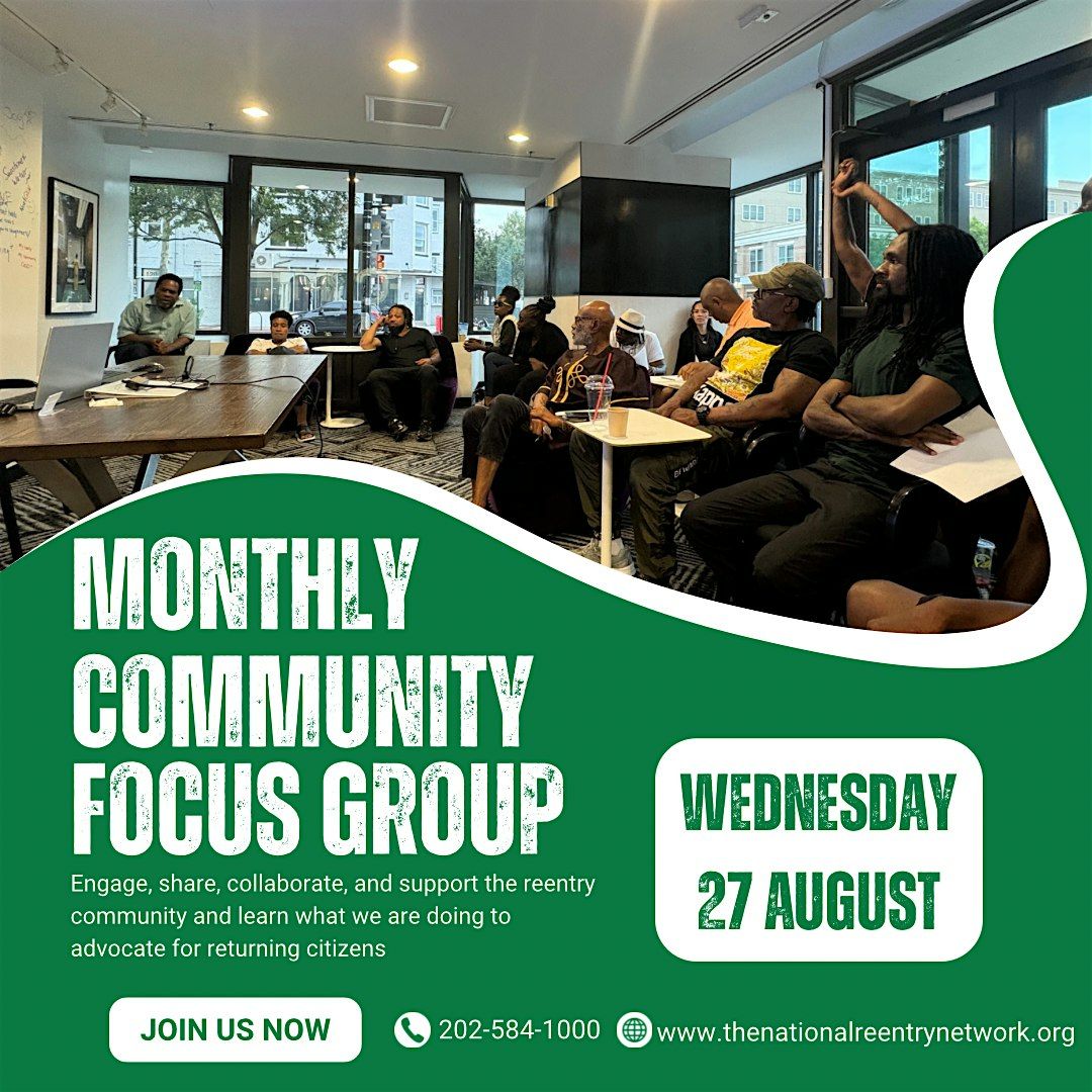 Monthly Community Focus Group, 27 August | Event in Washington | AllEvents