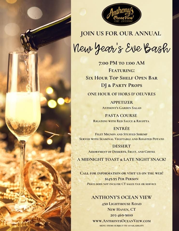 New Year S Eve Bash Anthony S Ocean View Fine Catering New Haven December 31 22 Allevents In