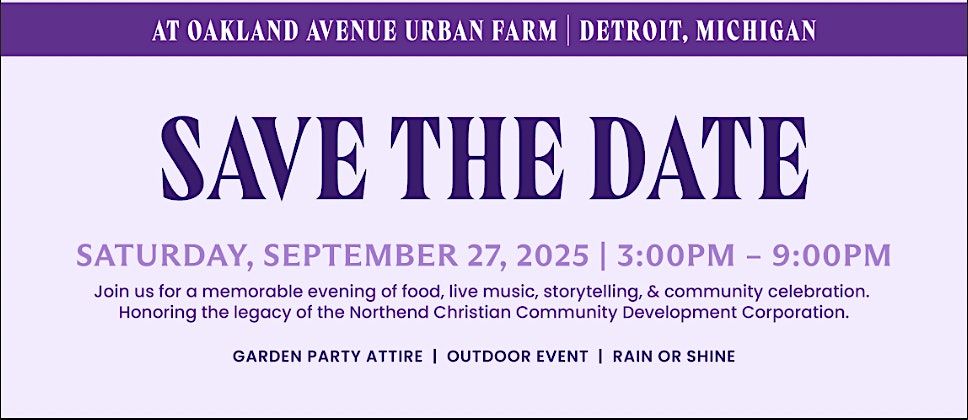 Soles in the Garden: Northend Christian CDC’s 25th Anniversary Gala, 27 September | Event in Detroit | AllEvents