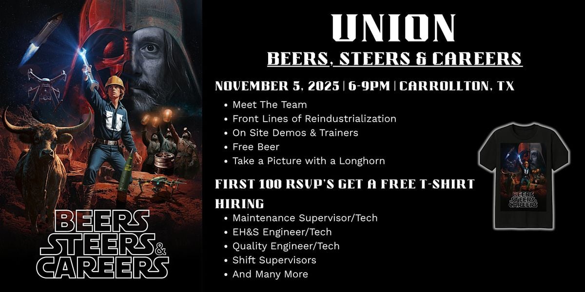 UNION: BEERS, STEERS & CAREERS | Nov 05, 2025, 5 November | Event in Carrollton | AllEvents