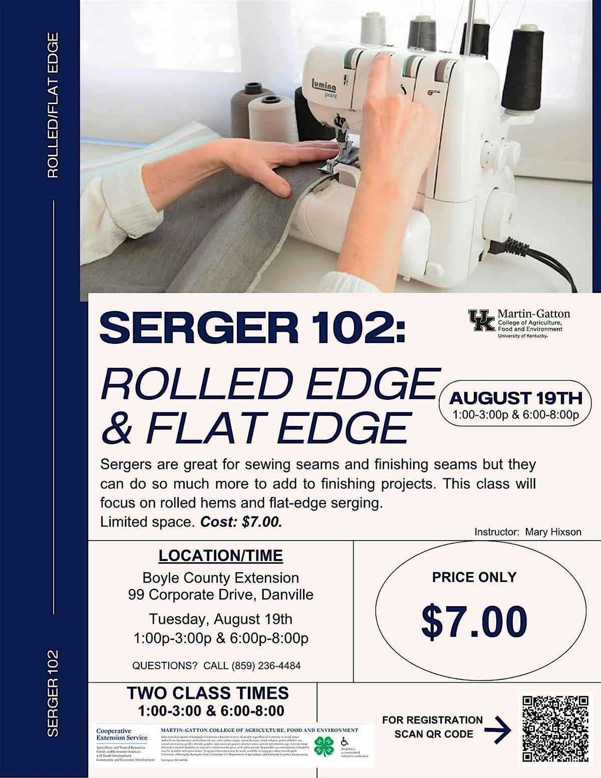 Serger 102:  Rolled Edge & Flat Edge, 19 August | Event in Danville | AllEvents