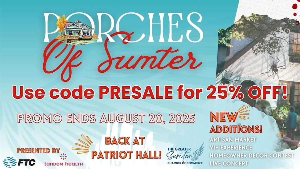 2025 Porches of Sumter Presented by FTC and Tandem Health, 10 October | Event in Sumter | AllEvents