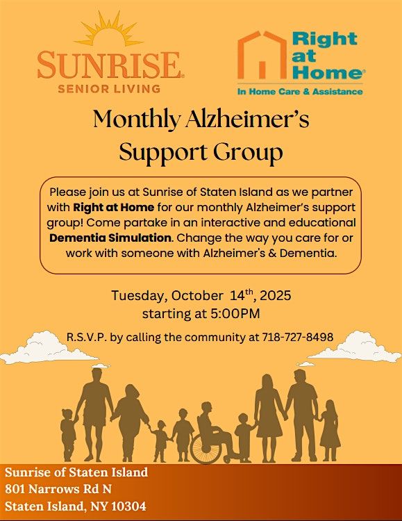 Alzheimer's Support Group, 14 October | Event in Staten Island | AllEvents