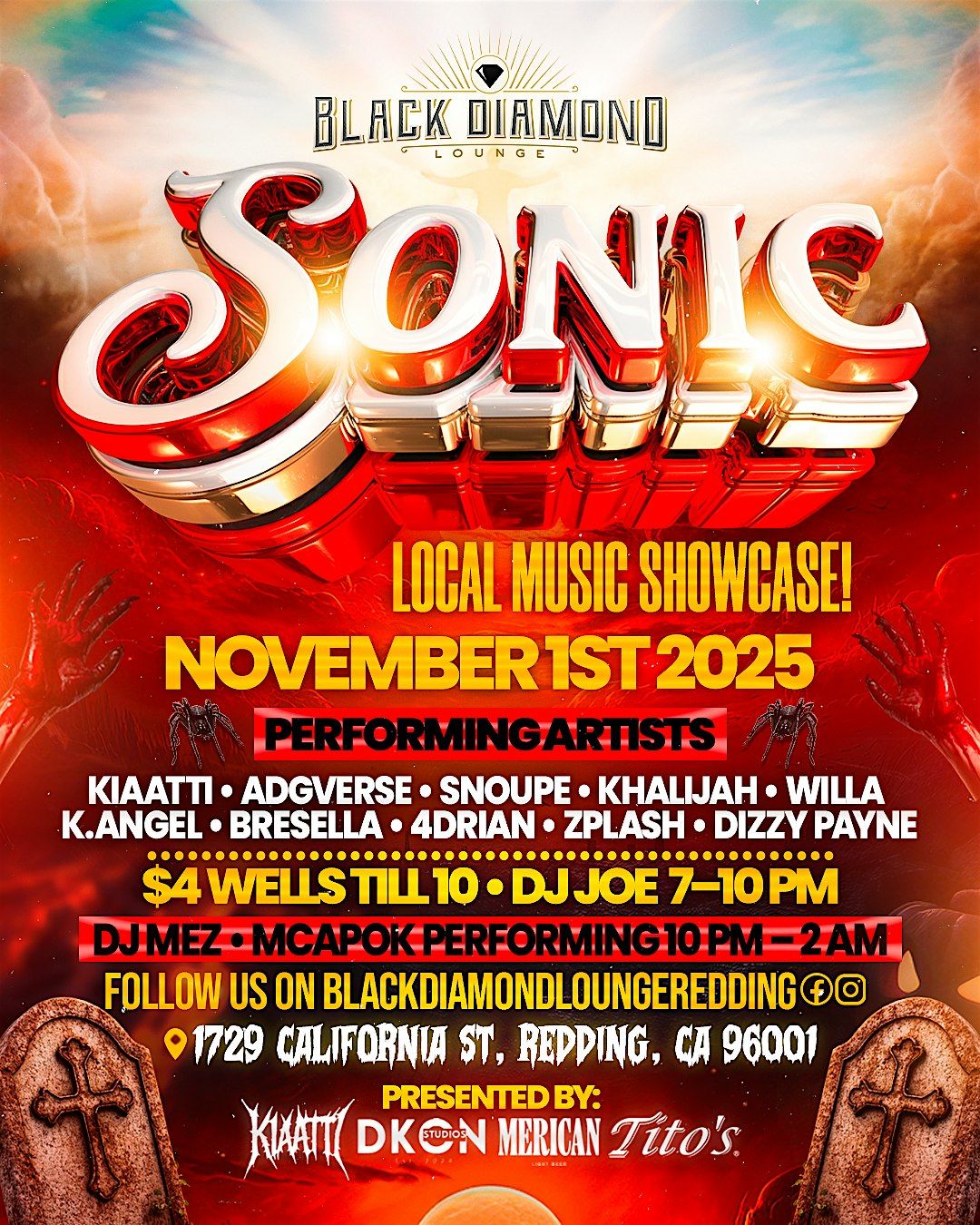 SONIC @ Black Diamond Lounge, 1 November | Event in Redding | AllEvents