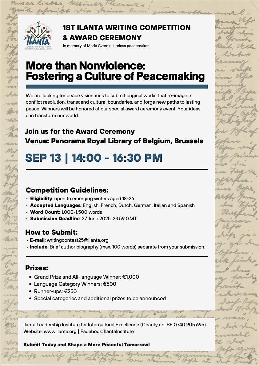 More than Non-Violence: Fostering a Culture of Peace, 13 September | Event in Brussels | AllEvents