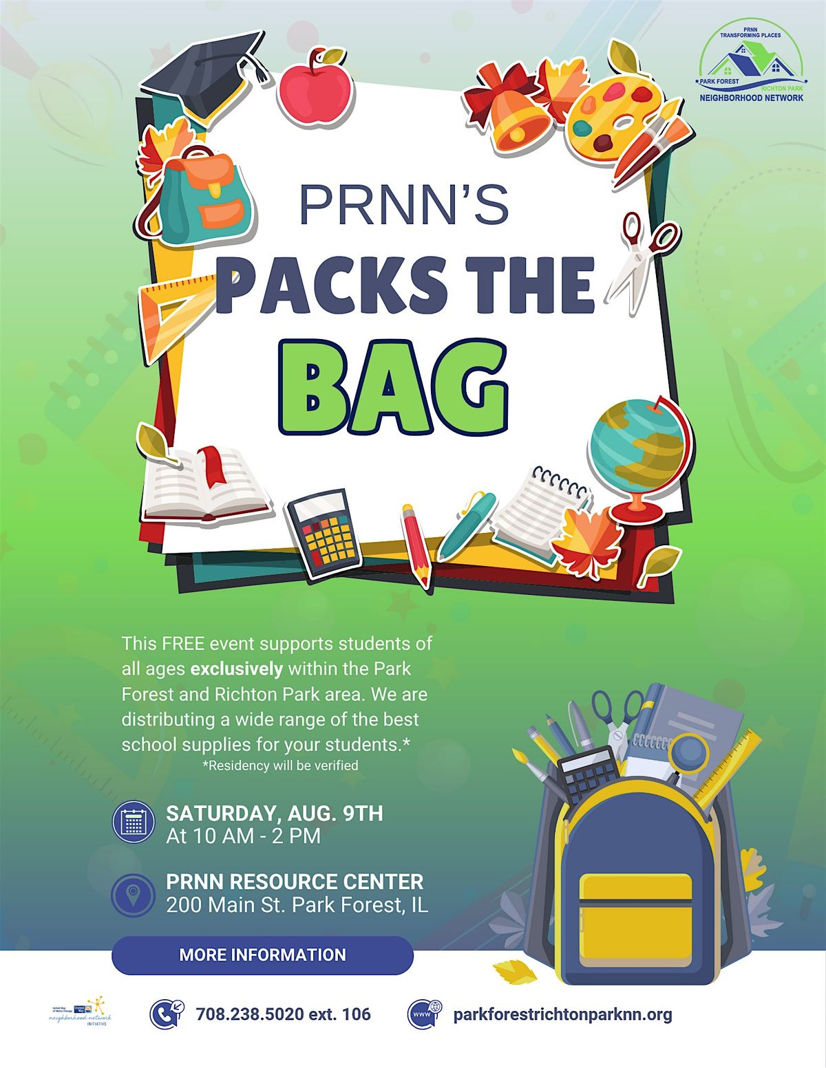 PRNN's Packs The Bag- Back to School Giveaway, 9 August | Event in Park Forest | AllEvents
