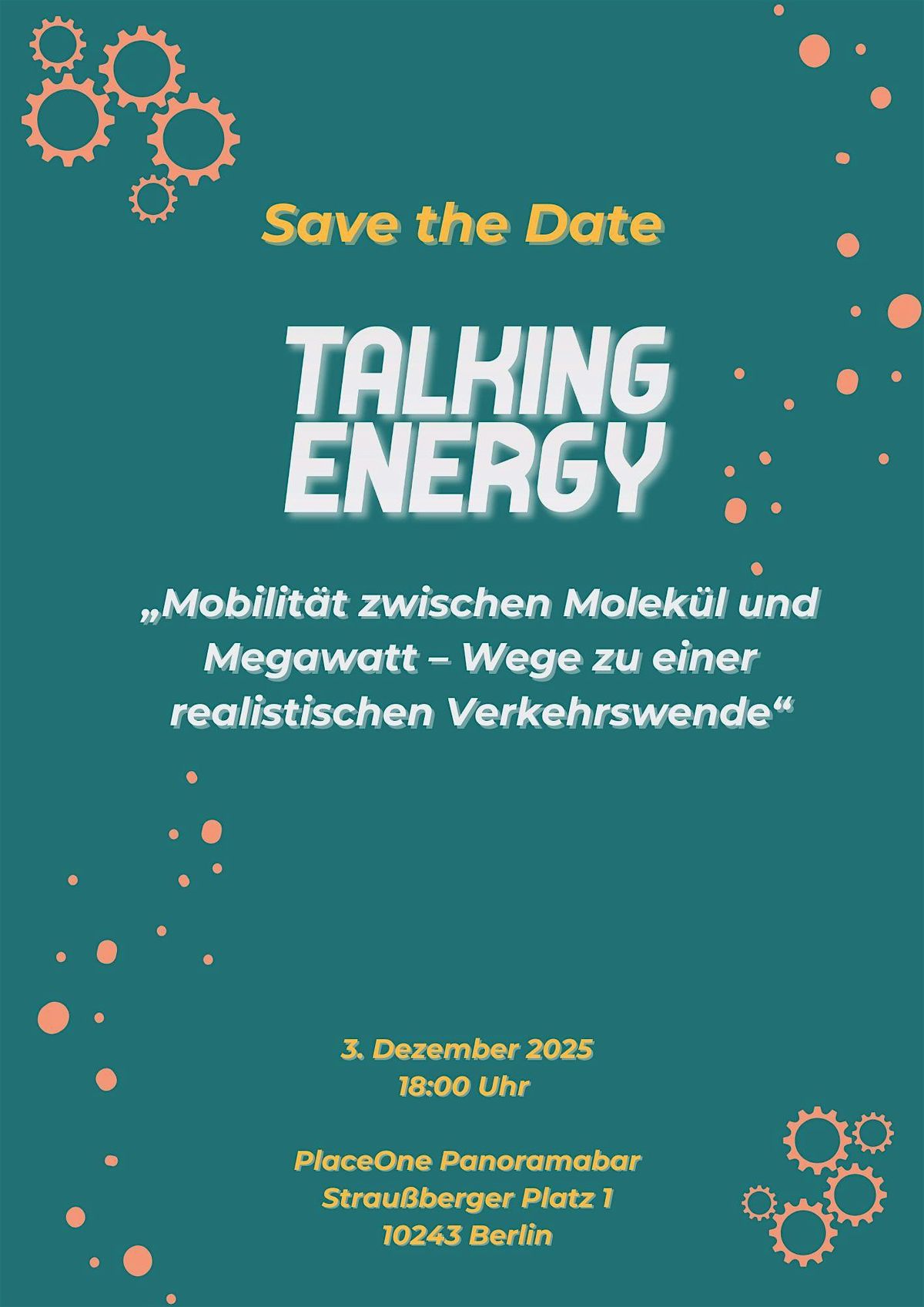 Talking Energy - Mobilität zwischen Molekül und Megawatt, 3 December | Event in Berlin | AllEvents