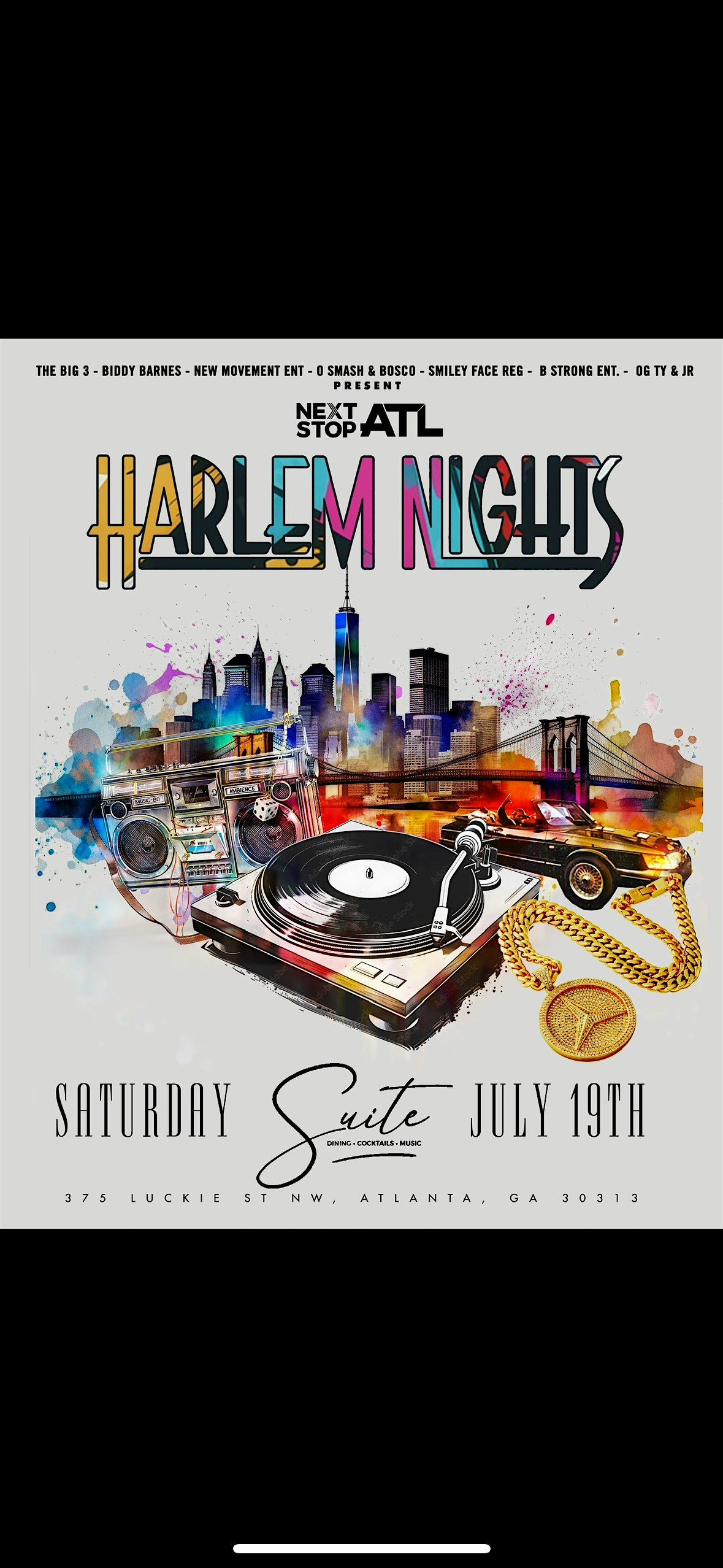2ND ANNUAL THE HARLEM NIGHTS TAKEOVER AT SUITE LOUNGE 7/19/25, 19 July | Event in Atlanta | AllEvents