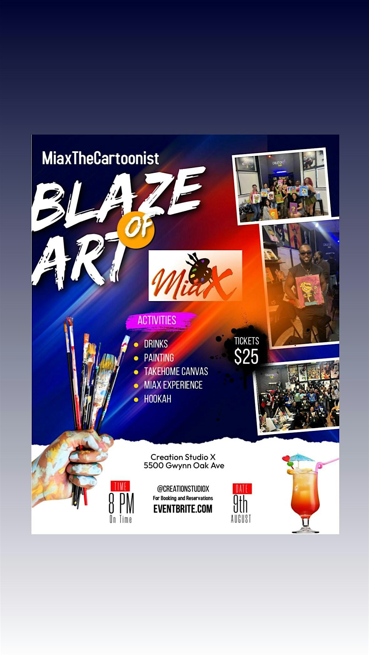 Blaze of Art with MiaX the Cartoonist, 9 August | Event in Baltimore | AllEvents