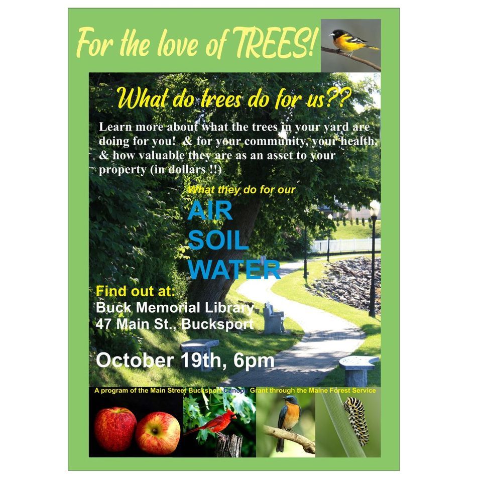 For the Love of Trees, Buck Memorial Library, Bucksport, 19 October