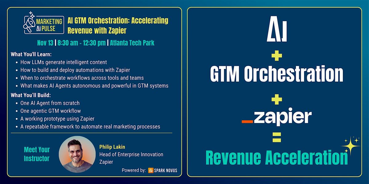 AI GTM Orchestration: Accelerating Revenue with Zapier, 13 November | Event in Peachtree Corners | AllEvents