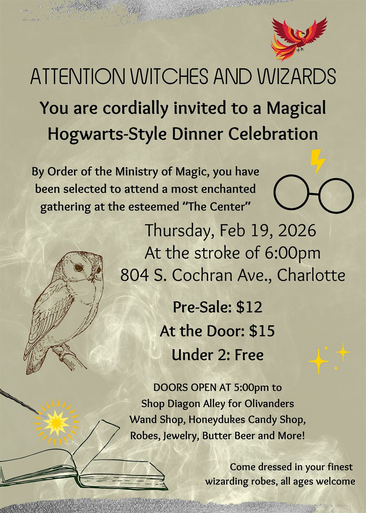Harry Potter, Hogwarts-Style Dinner Celebration, 19 February | Event in Charlotte | AllEvents