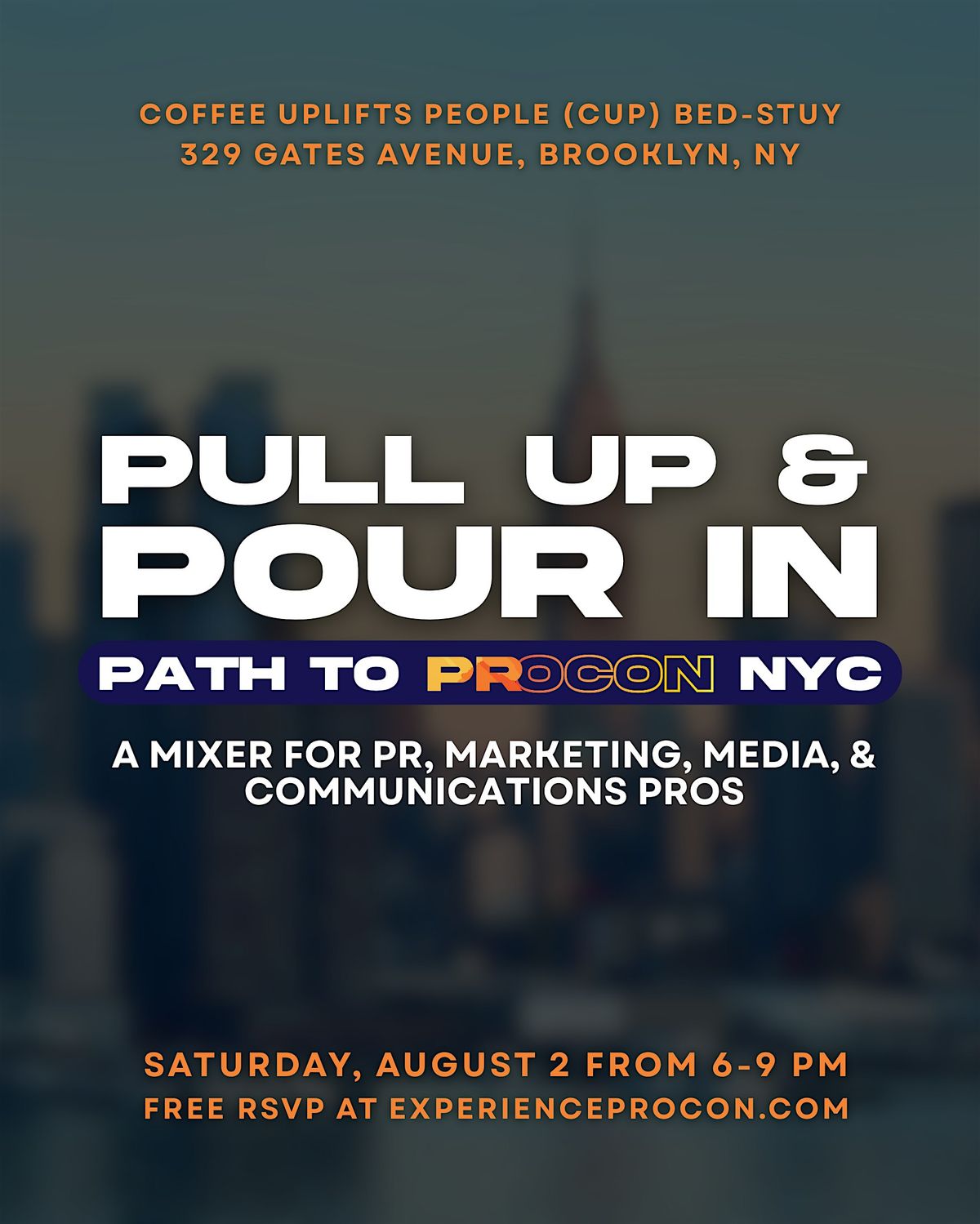 Pull Up & Pour In: Path to PRocon NYC 2025, 2 August | Event in Brooklyn | AllEvents