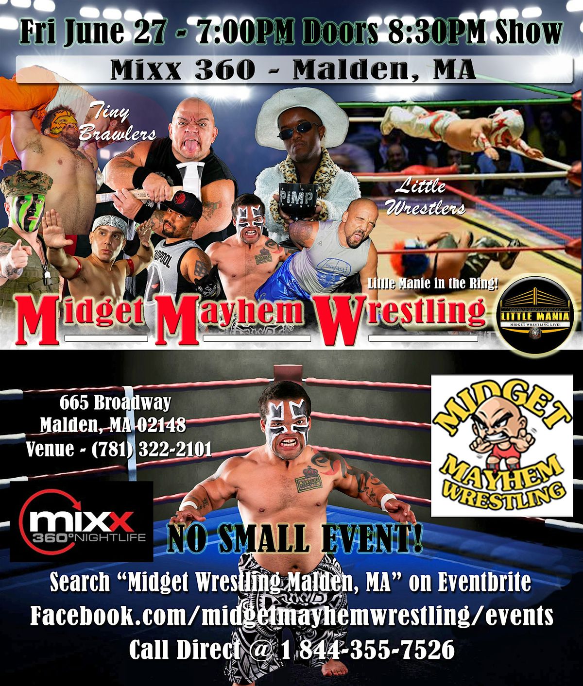 Midget Mayhem Wrestling Rips Through the Ring! Malden MA 21+, 27 June | Event in Malden | AllEvents