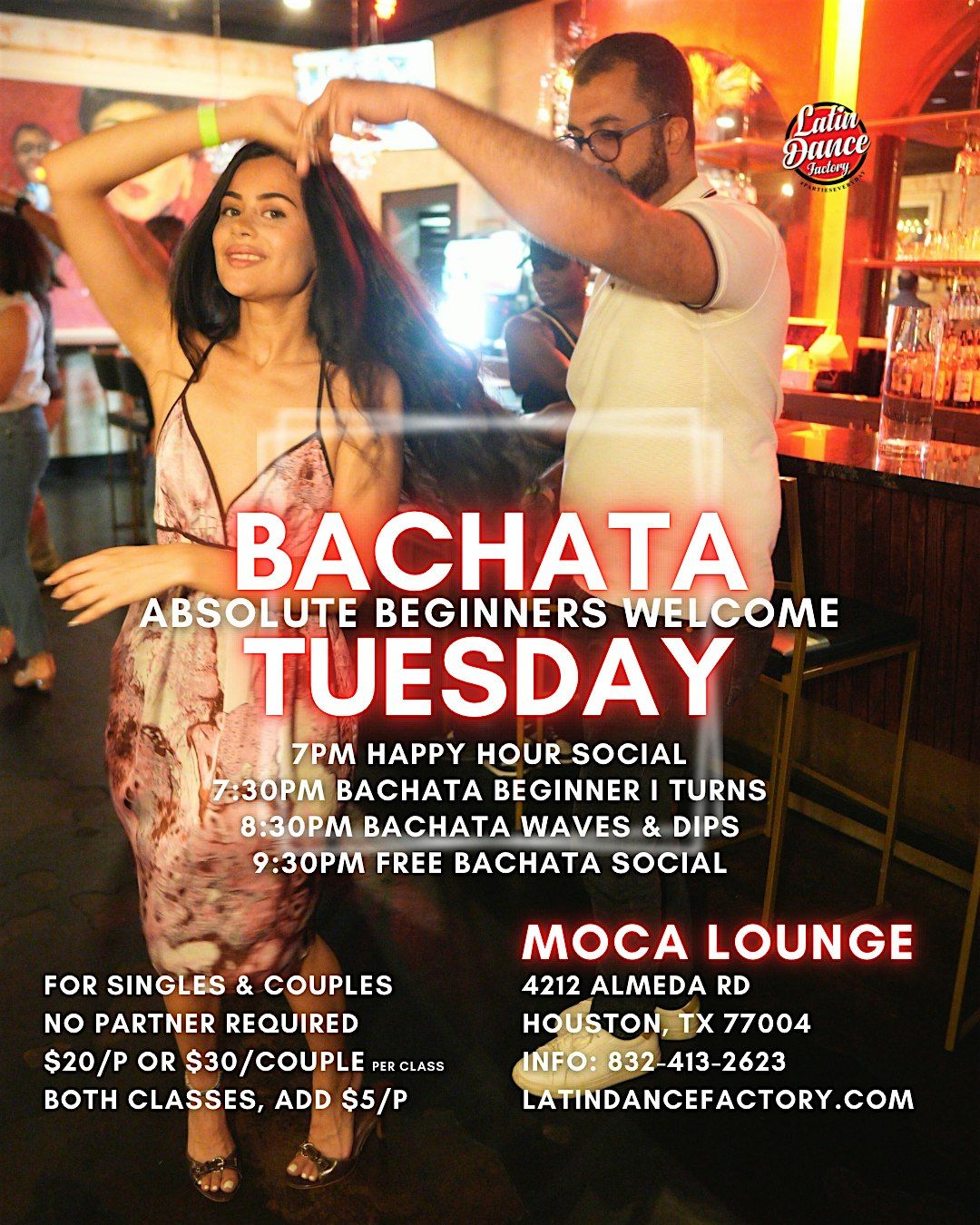 Bachata Lessons for Beginners. Tuesday at 7p in Houston 07/01, 1 July | Event in Houston | AllEvents