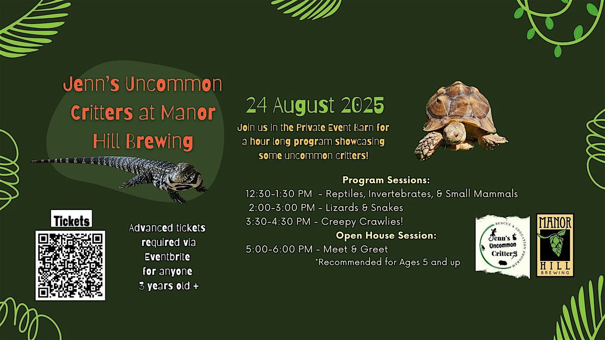 Jenn’s Uncommon Critters at Manor Hill Brewing, 24 August | Event in Ellicott City | AllEvents