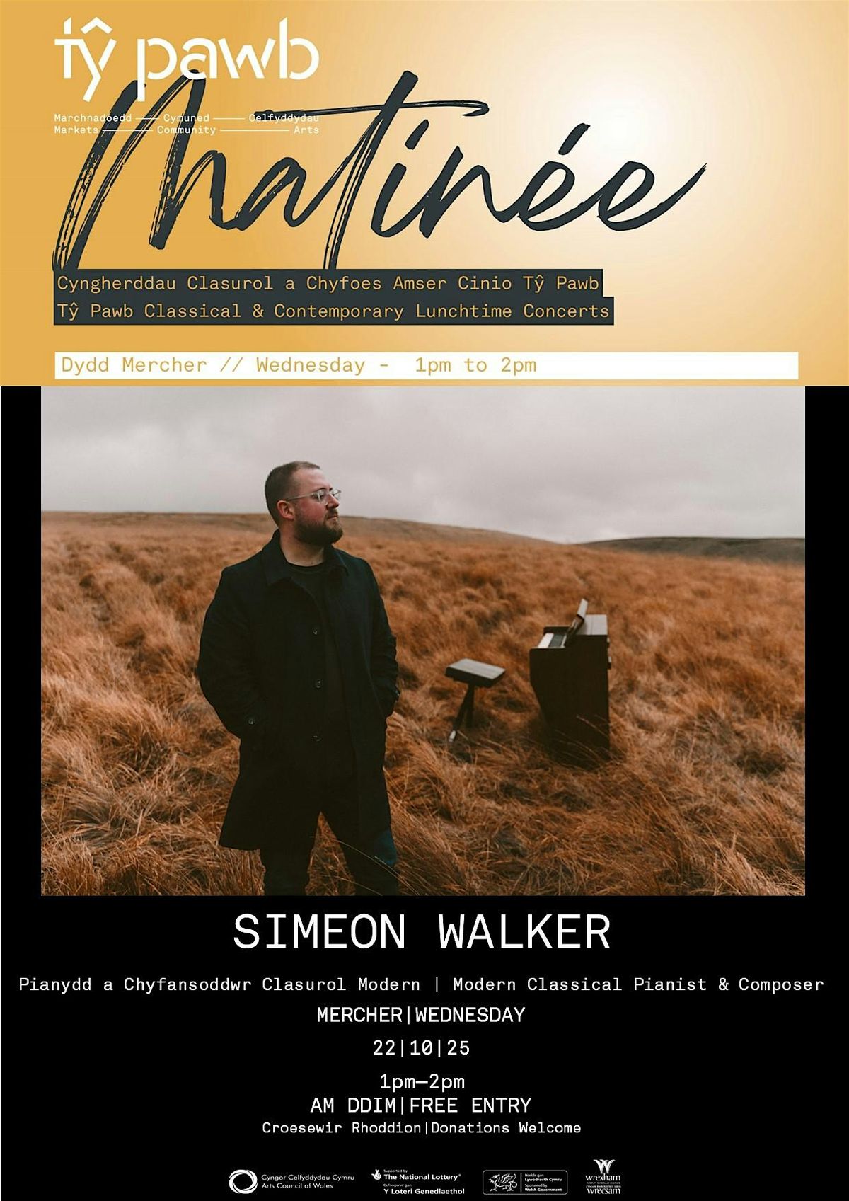 Matinée:  SIMEON WALKER | Pianydd / Pianist, 22 October | Event in Wrexham | AllEvents