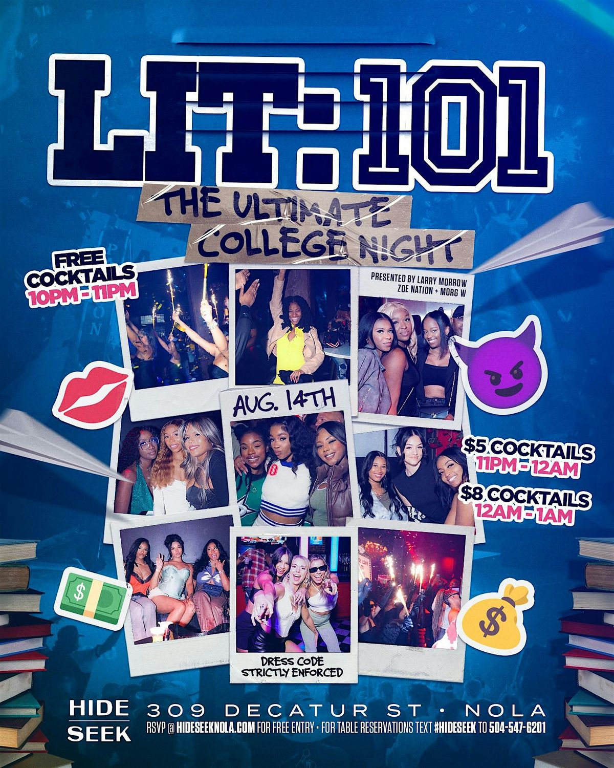 LIT:101 | The Ultimate College Night @ HIDE/SEEK, 14 August | Event in New Orleans | AllEvents
