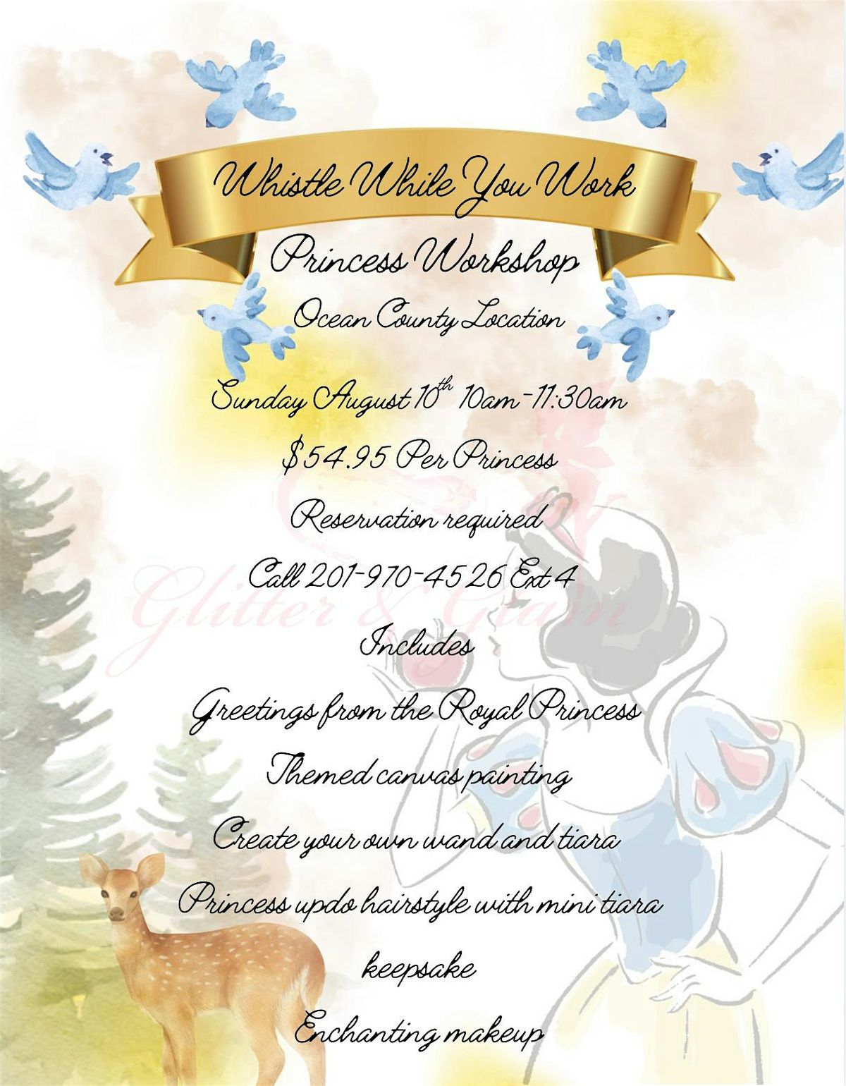Whistle While You Work Workshop With Snow White! Tom’s River Location, 10 August | Event in Toms River | AllEvents
