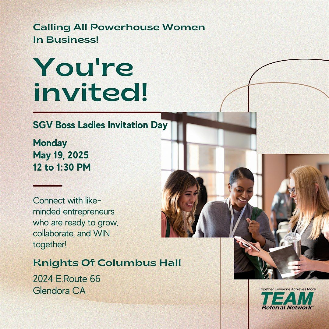 SGV Boss Ladies Invitation Day – The Event You Can’t Afford to Miss!, 19 May | Event in Glendora | AllEvents