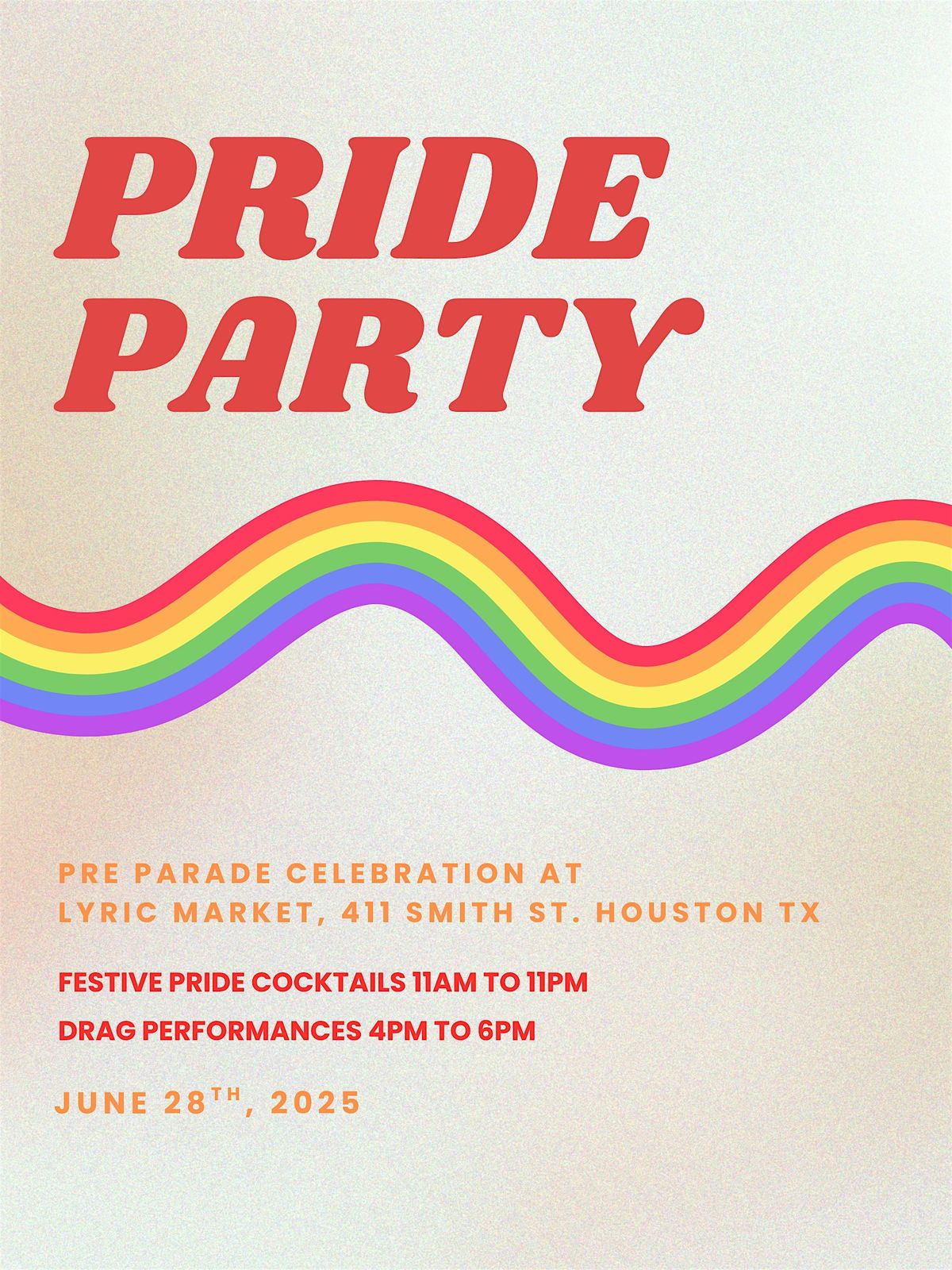 Pride Parade Pre Party + Drag Show at Lyric Market, 28 June | Event in Houston | AllEvents