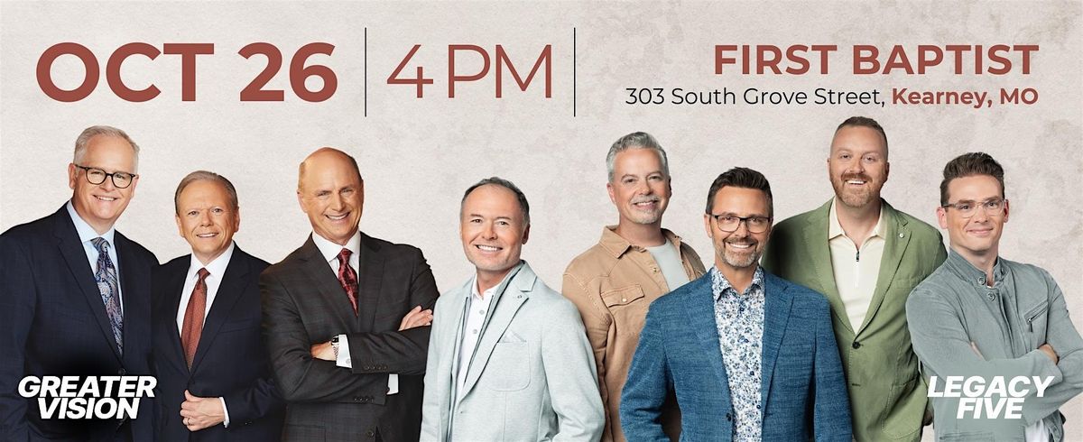 Greater Vision and Legacy Five, 26 October | Event in Kearney | AllEvents