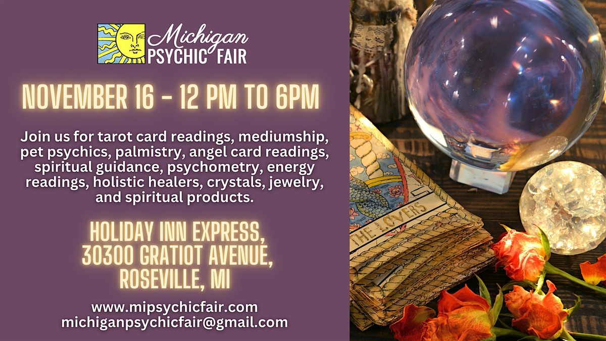 Michigan Psychic Fair November 16, 2025, Roseville, MI, 16 November | Event in Roseville | AllEvents