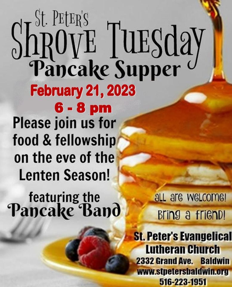 Shrove Tuesday Pancake Supper, St. Peters Lutheran Church, Baldwin