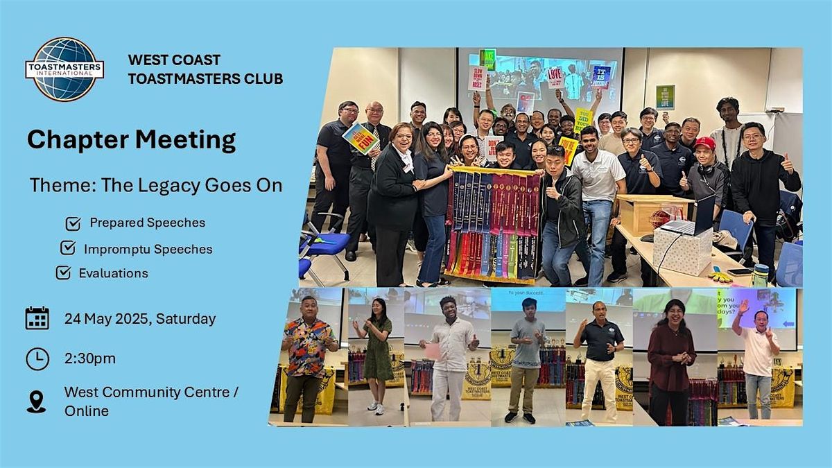 Build Your Legacy in Public Speaking at West Coast Toastmasters Club, 24 May | Event in Clementi | AllEvents