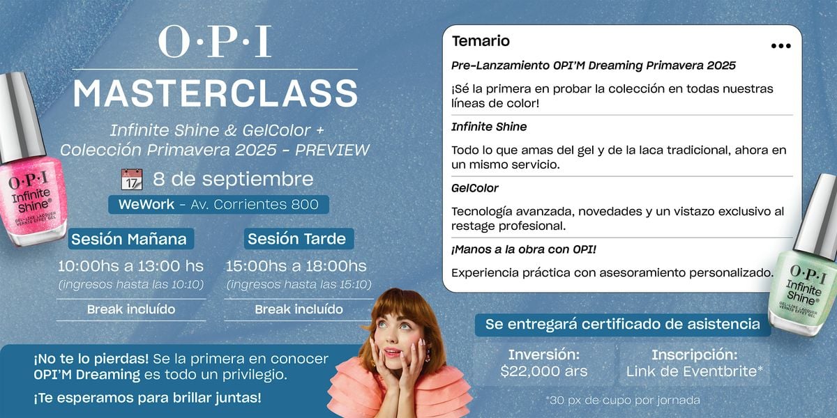 OPI MASTERCLASS Tarde, 8 September | Event in Buenos Aires | AllEvents