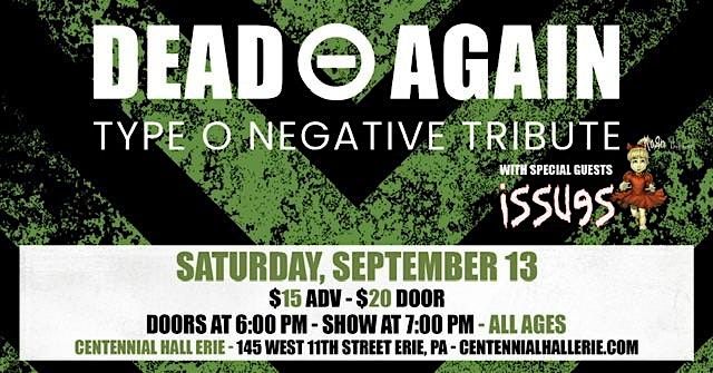 Dead Again (Type O Negative tribute), 13 September | Event in Erie | AllEvents
