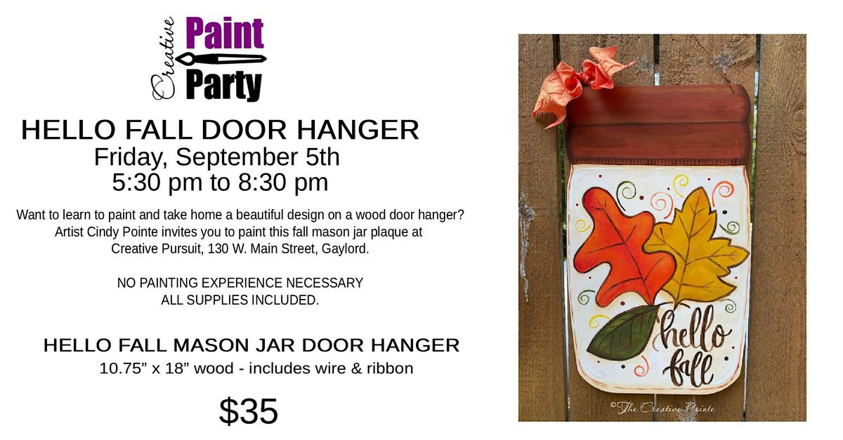 HELLO FALL Mason Jar Door Hanger, 5 September | Event in Gaylord | AllEvents