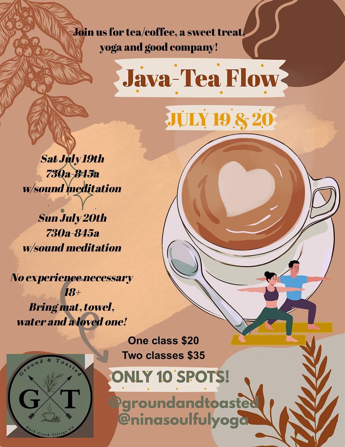 Java - Tea Flow  Yoga, cup of joe/tea & treats with good company, 19 July | Event in Duck Creek Village