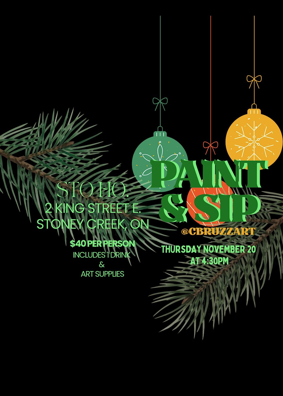 Holiday Paint & Sip at StoHo., 20 November | Event in Hamilton | AllEvents