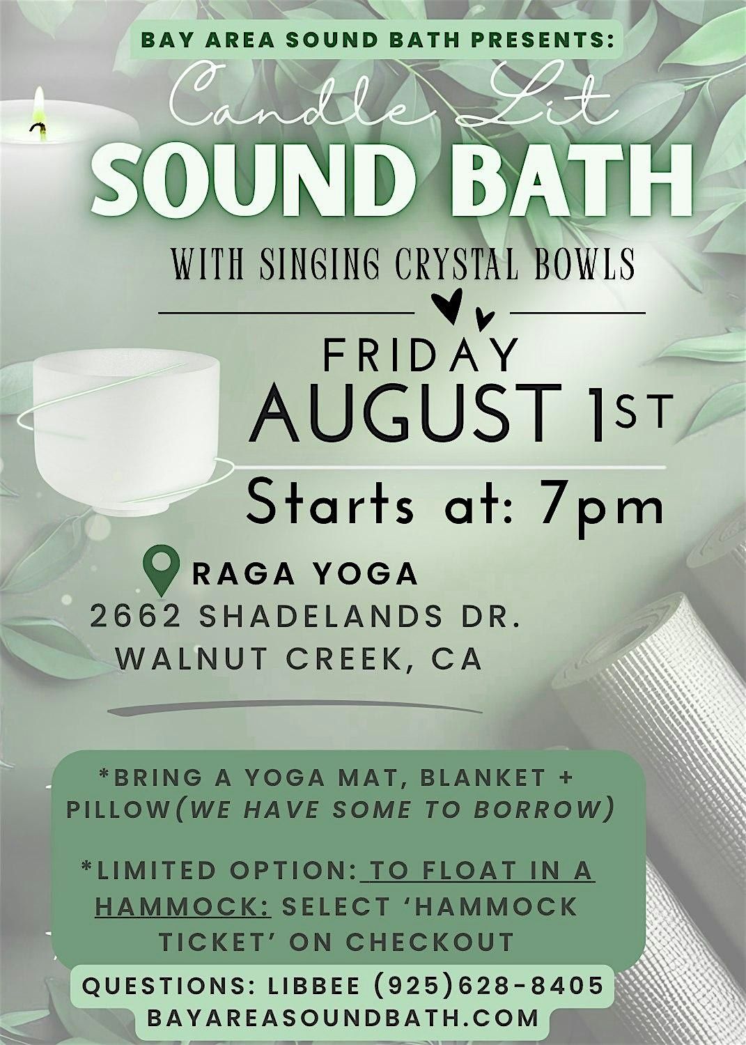 Candle-Lit Sound Bath with Hammock Option, 1 August | Event in Walnut Creek | AllEvents