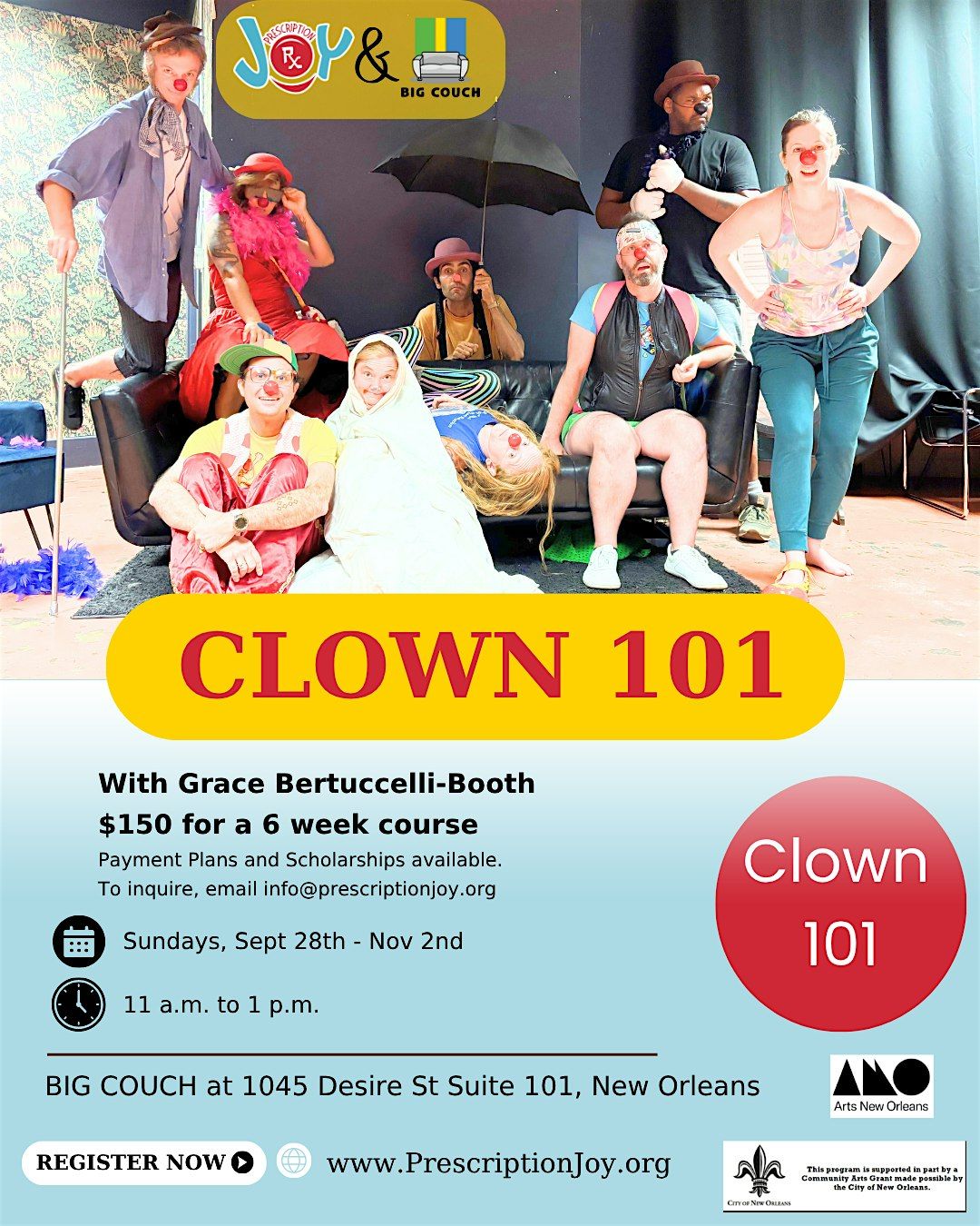 Clown 101 with Grace Bertuccelli-Booth, 9/28-11/2, 28 September | Event in New Orleans | AllEvents